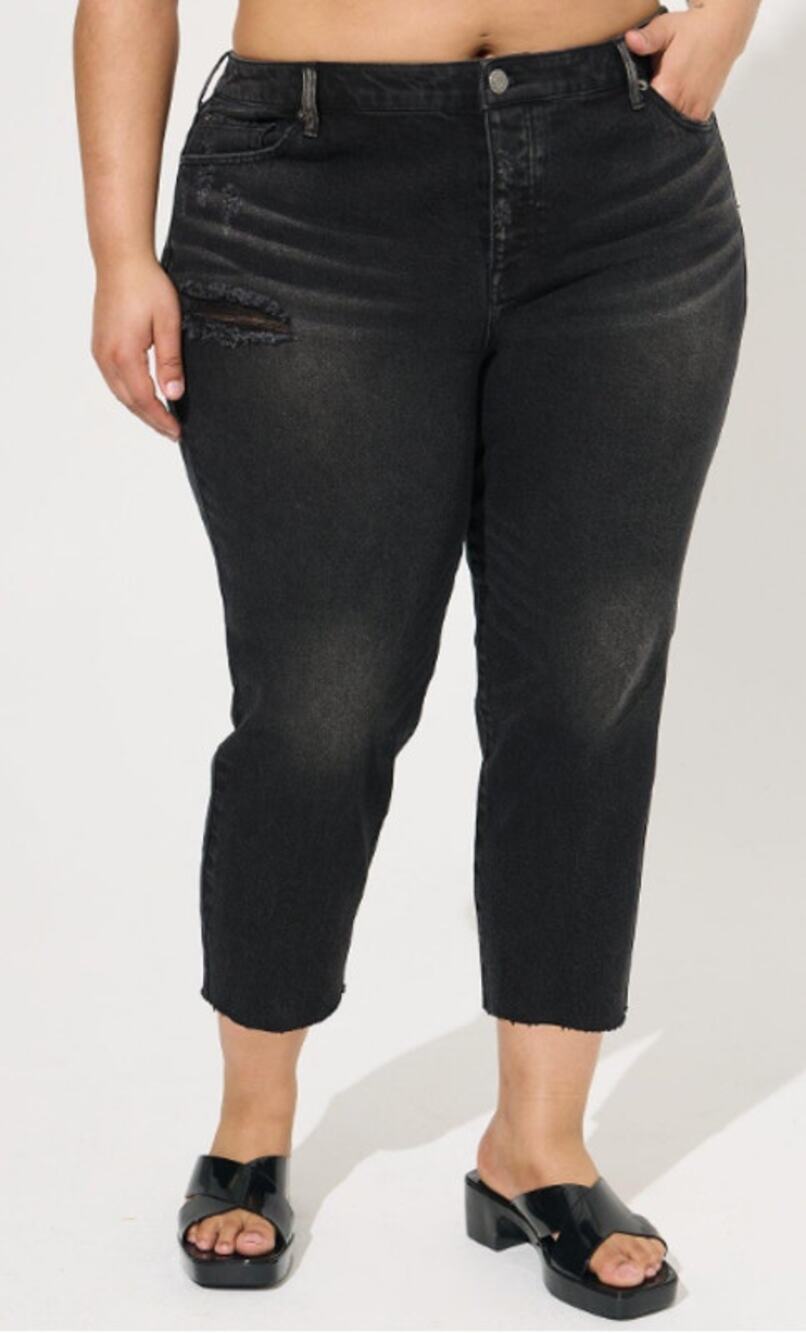 Torrid Crop Boyfriend Jean - Classic Denim Medium Wash, Anthracite, Size 24